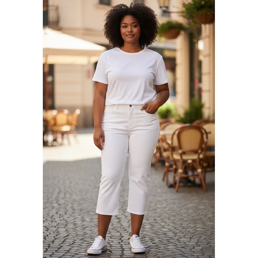 Good American Good Legs Skinny Capri Jeans Women's 18 White Stretch clamdiggers